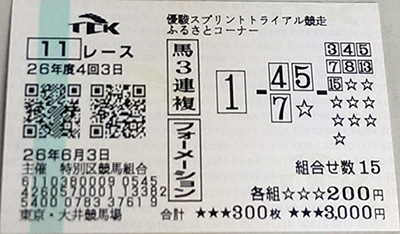 優駿スプリントトライアル馬券