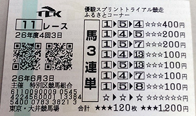 優駿スプリントトライアル馬券