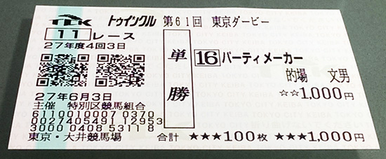 パーティメーカー単勝馬券