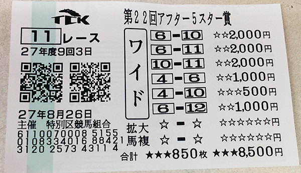 アフター5スター賞ワイド的中