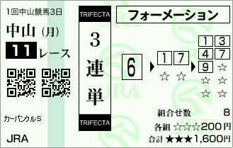 カーバンクルS馬券