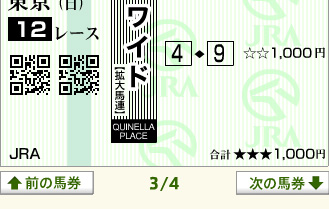 2018年2月11日・最終レース馬券